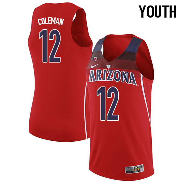 2018 Youth #12 Justin Coleman Arizona Wildcats College Basketball Jerseys Sale-Red